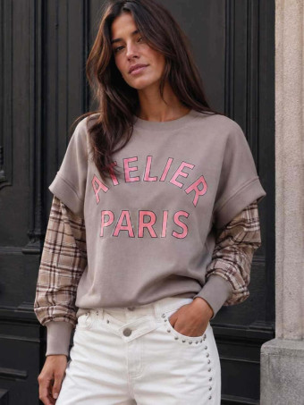 Sudadera Efecto Sobrepuesto ATELIER PARIS Taupe HEVE
