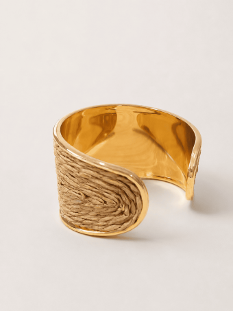 Brazalete Metal y Rafia ROYDEN Taupe HEVE