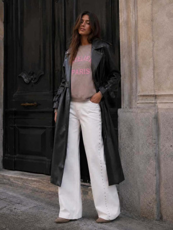 Trench Largo Oversize Efecto Piel SYNOR Negro HEVE
