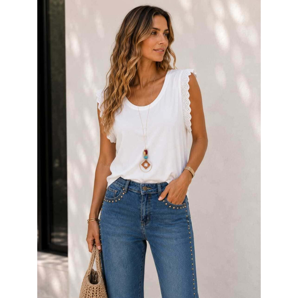 Camiseta Romántica con Collar EVANIA Blanco HEVE