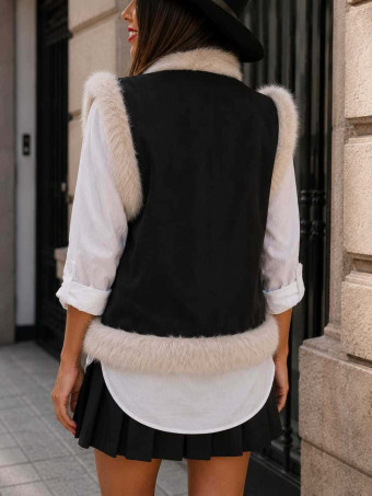 Chaleco Pelo Bordado Floral ZELVAN HEVE