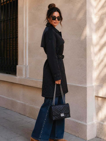 Gabardina Nylon Guateada SACHÉE Negro HEVE