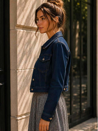 Cazadora Vaquera Cropped ALBANY Azul Índigo HEVE