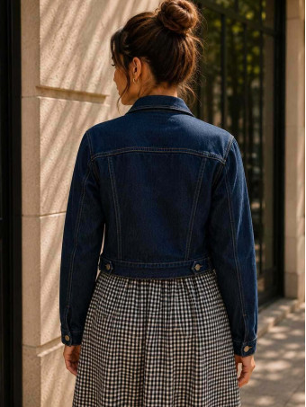 Cazadora Vaquera Cropped ALBANY Azul Índigo HEVE