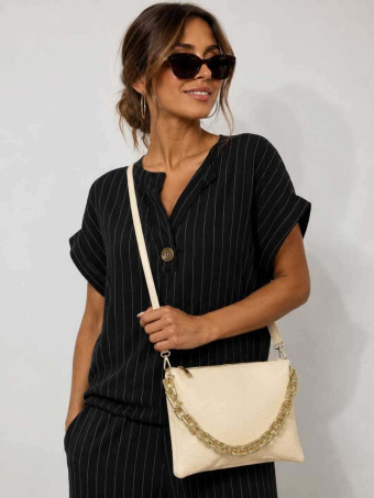 Bolso Abatanado Cadena CHESSAN Beige heve