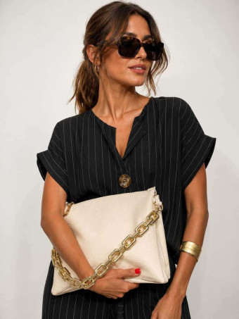 Bolso Abatanado Cadena CHESSAN Beige heve