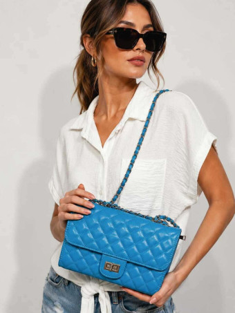 Bolso Acolchado Cadena CHARLENE Azul Capri HEVE
