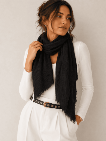 Fular Ligero Textura NATAGE Negro HEVE