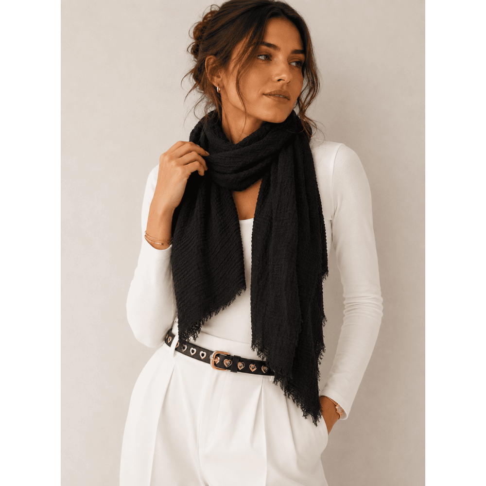 Fular Ligero Textura NATAGE Negro HEVE