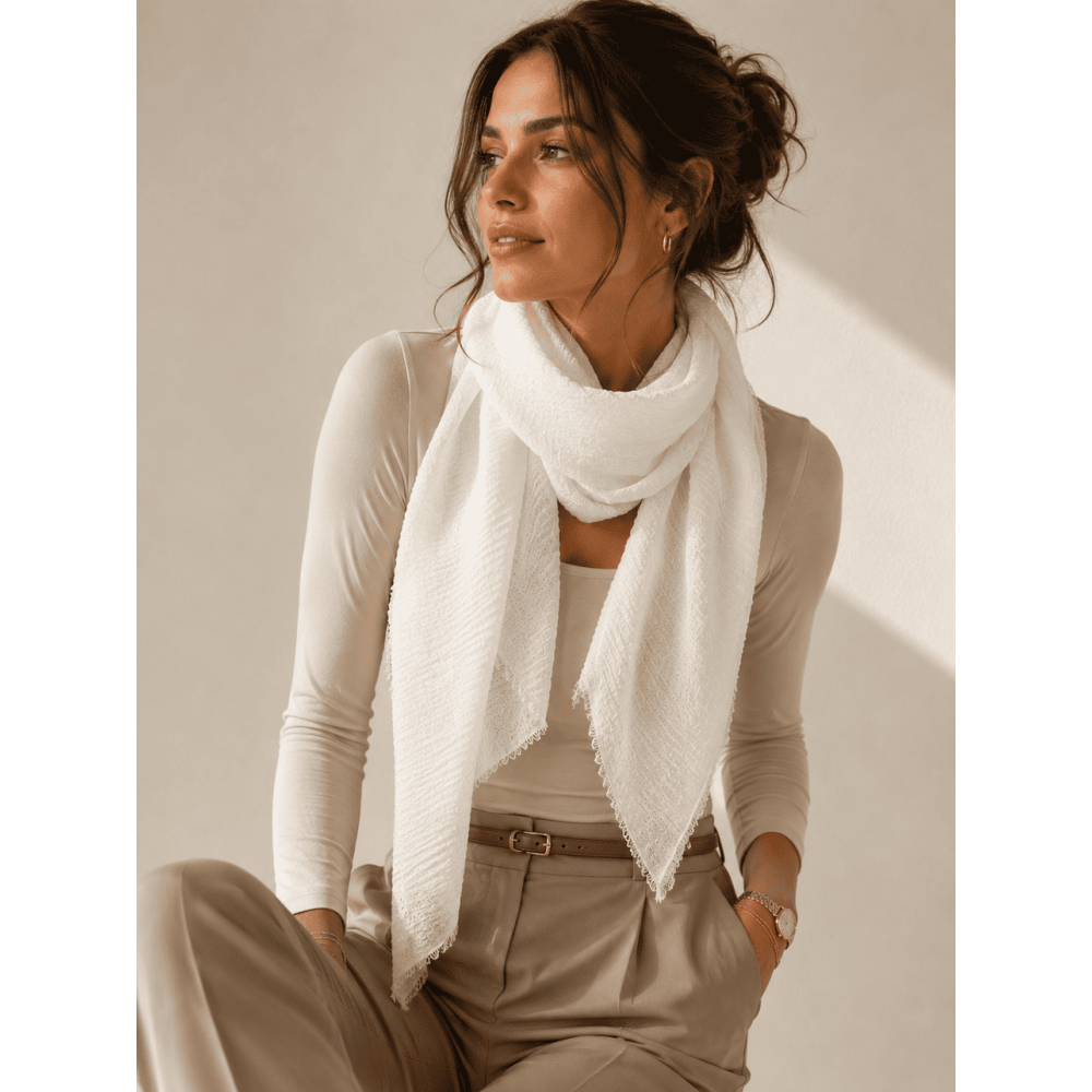 Fular Ligero Textura NATAGE Blanco HEVE