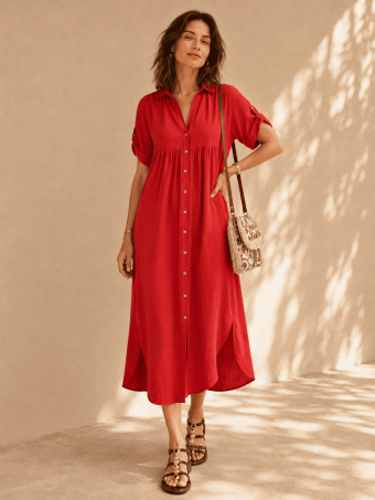 Vestido Camisero Oversize ALOREN Rojo HEVE