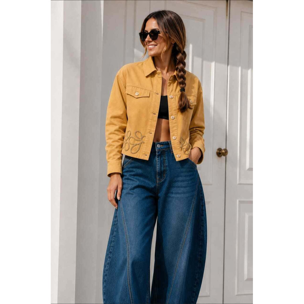 Sobrecamisa Vaquera Bordado-Perforado SARWYN Ocre HEVE