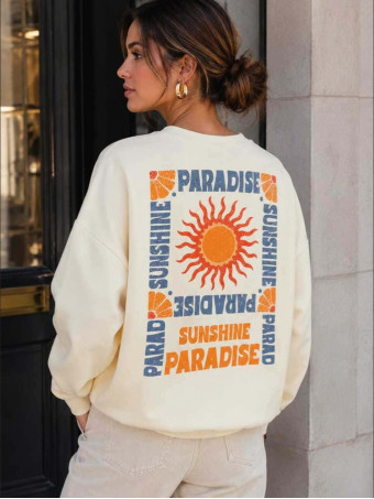 Sudadera Oversize Efecto Neopreno PARADISE Beige heve