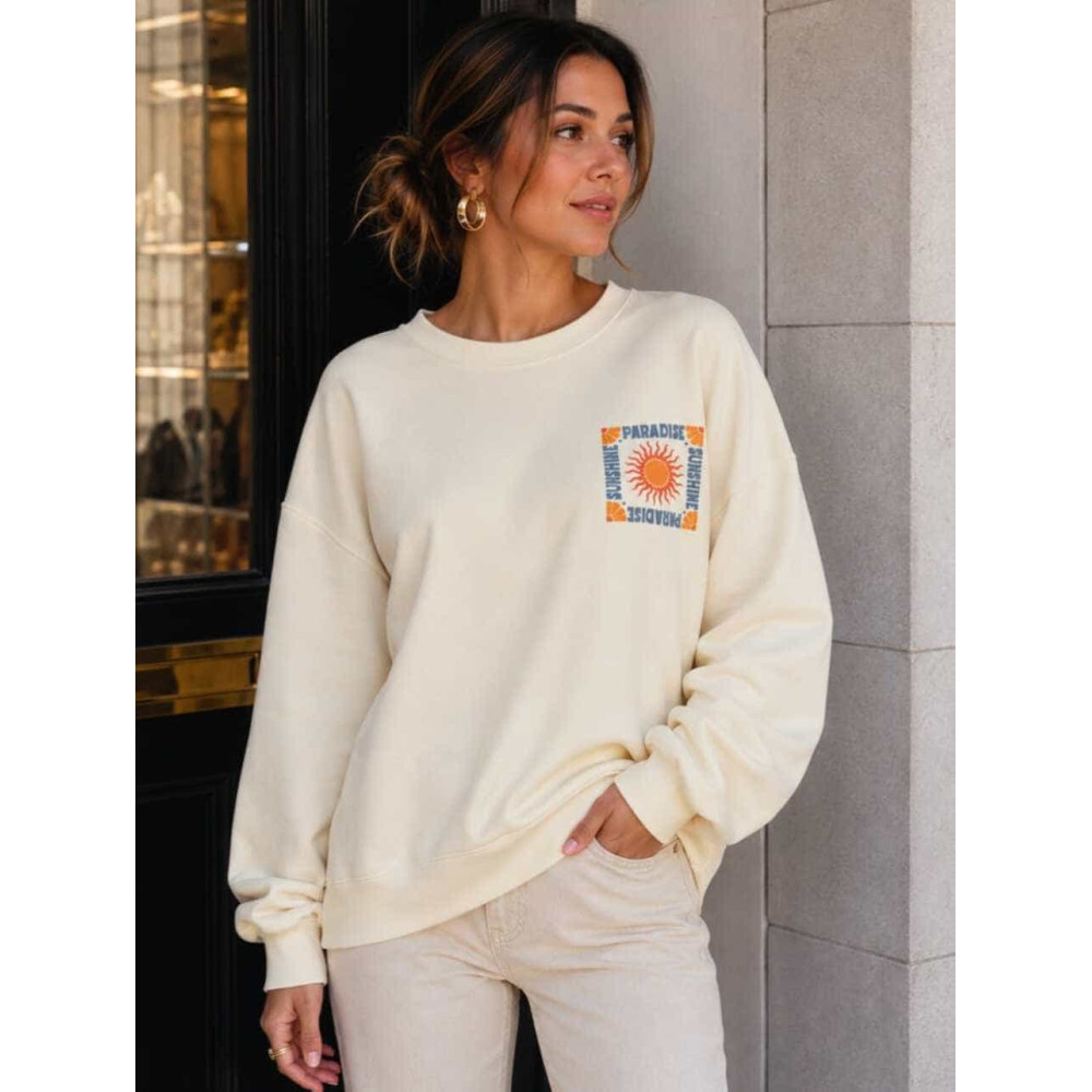 Sudadera Oversize Efecto Neopreno PARADISE Beige heve