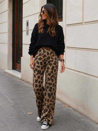 Pantalón Punto Print JIGSAW Camel HEVE