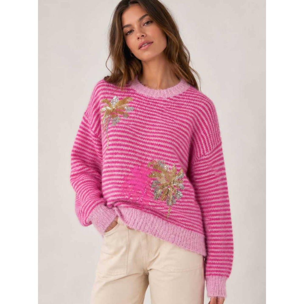 Jersey Rayas con Lentejuelas KAILUA Rosa HEVE