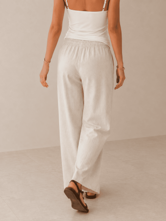 Pantalón Casual Efecto Lino PRAIRIE Beige HEVE