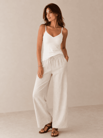 Pantalón Casual Efecto Lino PRAIRIE Beige HEVE