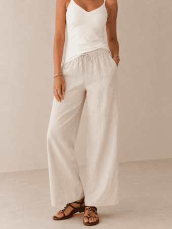 Pantalón Casual Efecto Lino PRAIRIE Beige HEVE