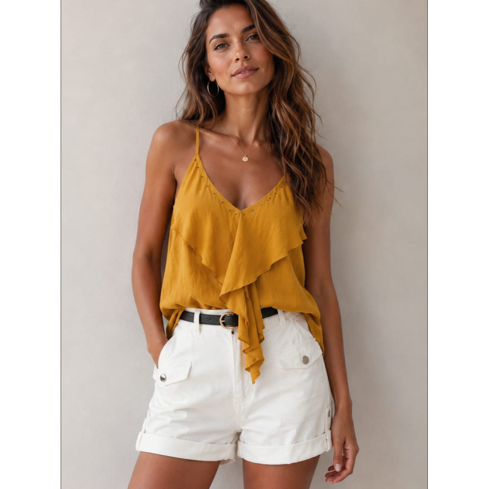 Short Vaquero con Cinturón MILKAN Blanco HEVE