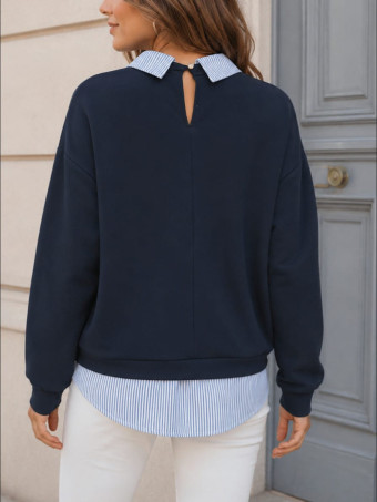 Sudadera Modal Efecto Sobrepuesto KELLANOR Marino HEVE