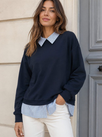 Sudadera Modal Efecto Sobrepuesto KELLANOR Marino HEVE