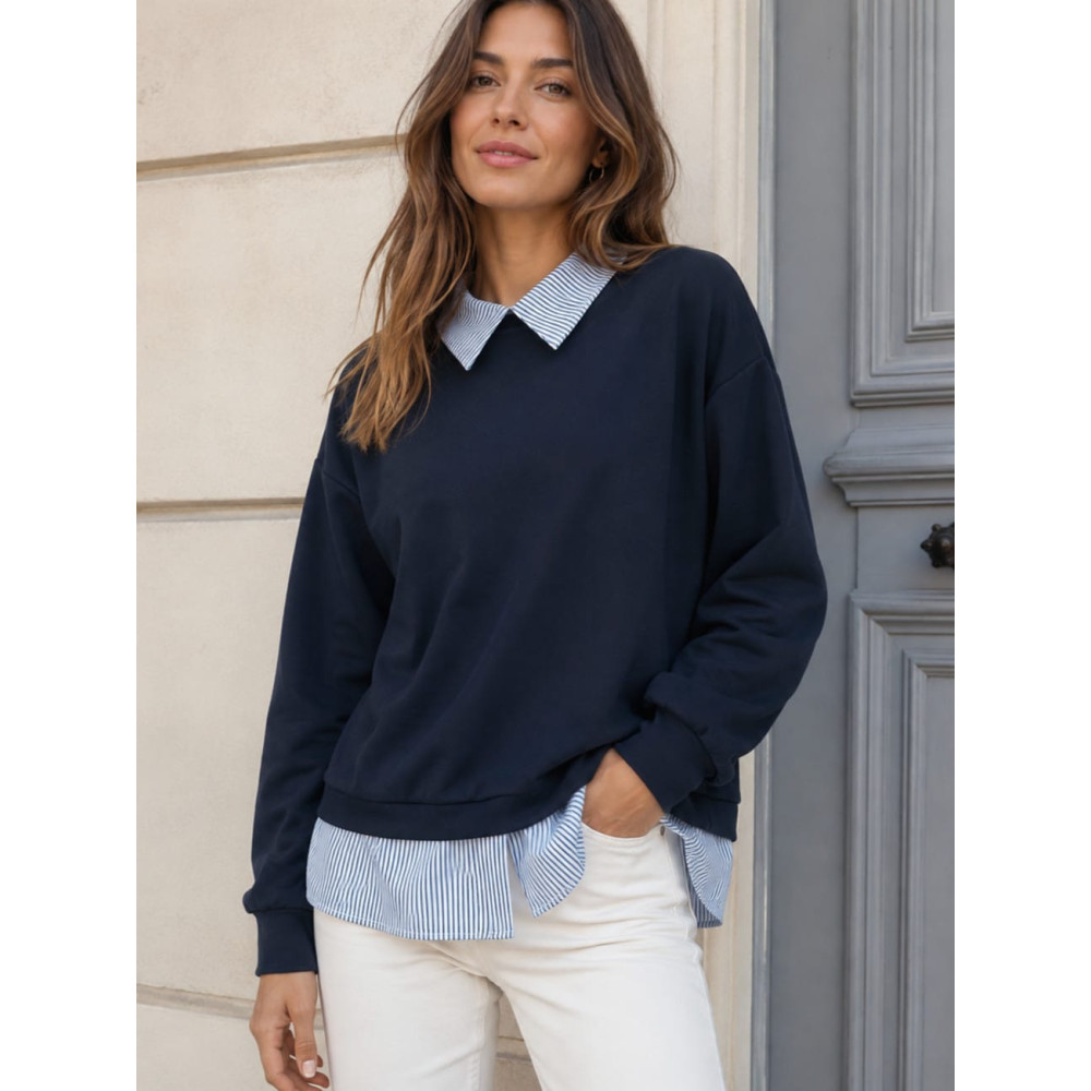 Sudadera Modal Efecto Sobrepuesto KELLANOR Marino HEVE