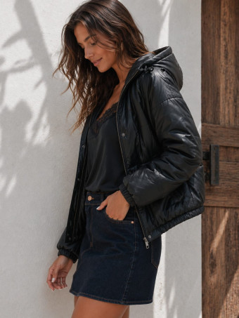 Cazadora Acolchada Efecto Piel LENNOX Negro HEVE
