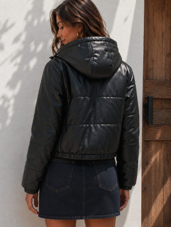 Cazadora Acolchada Efecto Piel LENNOX Negro HEVE
