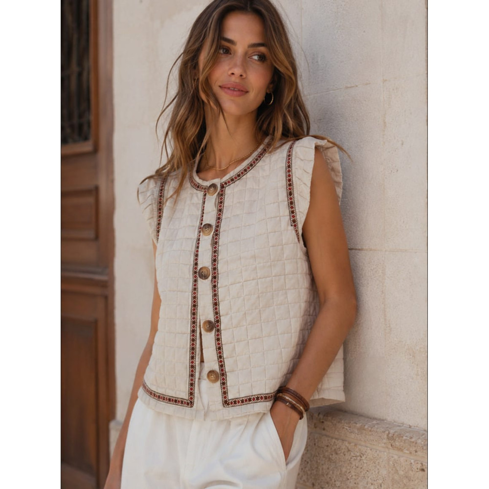 Chaleco Guateado CALIXA Beige HEVE