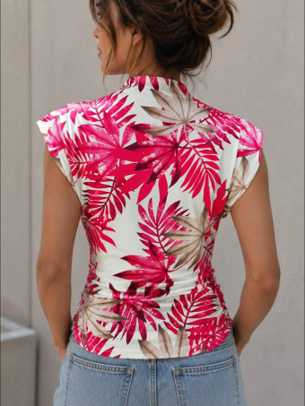 Cuerpo Drapeado Hojas BELLOKAI Fucsia HEVE