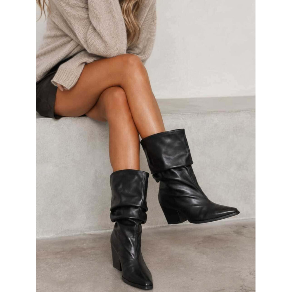 Botín Slouchy Efecto Piel KARLEN Negro HEVE