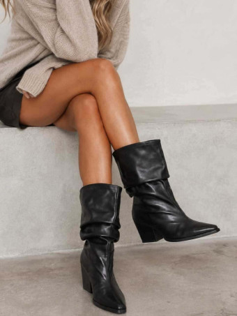 Botín Slouchy Efecto Piel KARLEN Negro HEVE