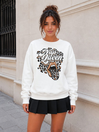 Sudadera Estampada NAP QUEEN Blanco HEVE