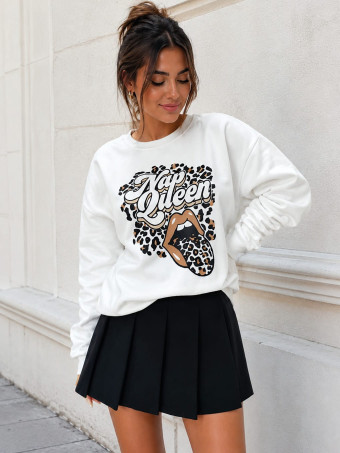 Sudadera Estampada NAP QUEEN Blanco HEVE