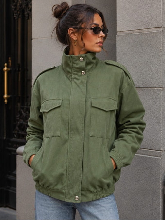 Cazadora Retro Efecto Ante KAPLAN Verde Militar HEVE