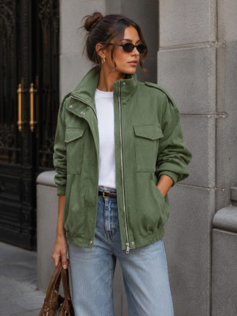 Cazadora Retro Efecto Ante KAPLAN Verde Militar HEVE