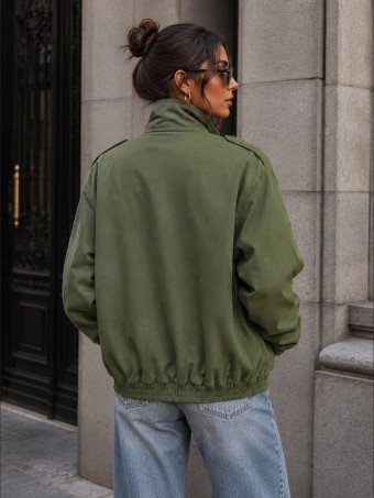 Cazadora Retro Efecto Ante KAPLAN Verde Militar HEVE