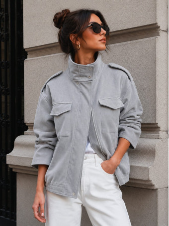 Cazadora Retro Efecto Ante KAPLAN Gris HEVE