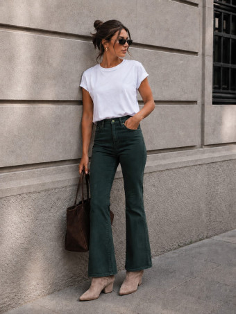 Jeans Flare High Waist LAVYRA Verde Musgo HEVE
