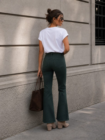 Jeans Flare High Waist LAVYRA Verde Musgo HEVE