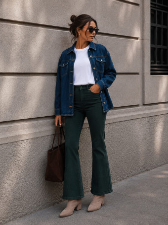 Jeans Flare High Waist LAVYRA Verde Musgo HEVE