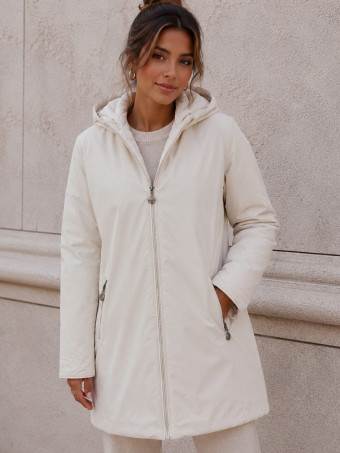 Abrigo Reversible con Capucha MARZEL Beige - HEVE