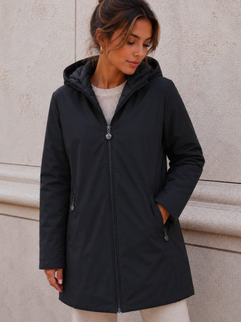 Abrigo Reversible con Capucha MARZEL Negro - HEVE