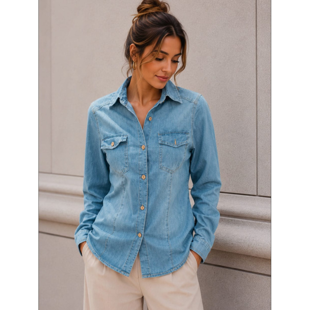 Camisa Vaquera Entallada WYNARA Light Blue - HEVE