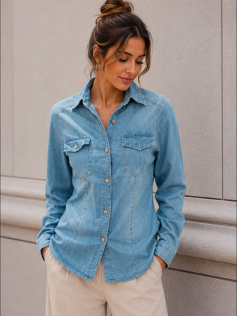 Camisa Vaquera Entallada WYNARA Light Blue - HEVE