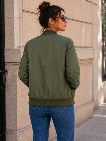 Cazadora Bomber Nylon KELVIN Verde Militar - HEVE