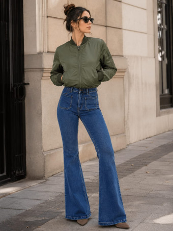 Cazadora Bomber Nylon KELVIN Verde Militar - HEVE
