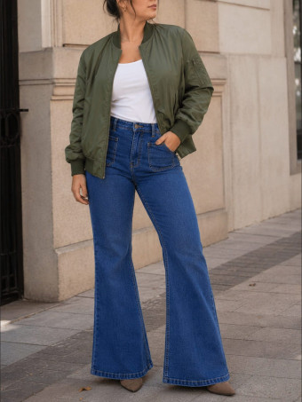 Jeans Flare High Waist MEDORA OVERSIZE Blue Jean HEVE