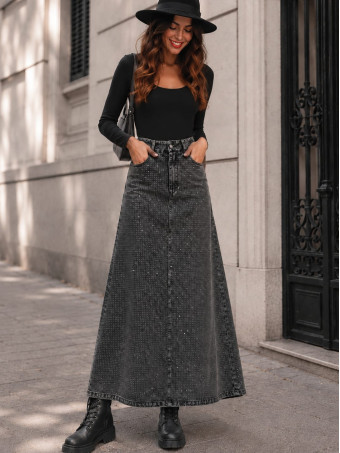 Falda Vaquera Strass NERIKA Negro HEVE